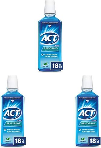 ACT Restoring Fluoride Mouthwash 18 fl. oz. Strengthens Tooth Enamel, Cool Mint in Kuwait