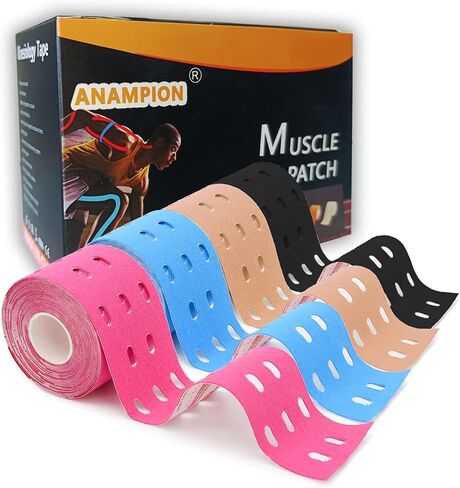 Waterproof Kinesiology Tape -<4-Rolls>-Athletic Tape for Joints Support & Muscle Pain Relief -<16.4ft Hollow >-Cotton Elastic Tape Perfect for Any Activity in Saudi Arabia