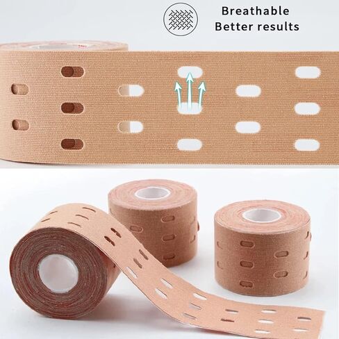 Waterproof Kinesiology Tape -<4-Rolls>-Athletic Tape for Joints Support & Muscle Pain Relief -<16.4ft Hollow >-Cotton Elastic Tape Perfect for Any Activity in Saudi Arabia