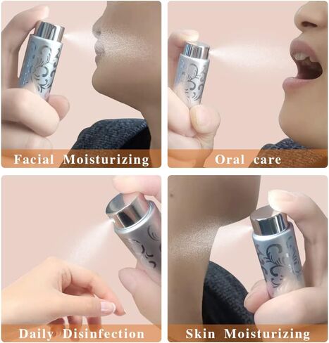 قطعتان من بخاخ رذاذ محمول للعطور، بخاخ رذاذ ناعم دوار، زجاجات رذاذ صغيرة أنيقة، قابلة لإعادة التعبئة، رذاذ عطر للسفر خارج المنزل مع قمع وموزع (فضي وأسود) in Kuwait