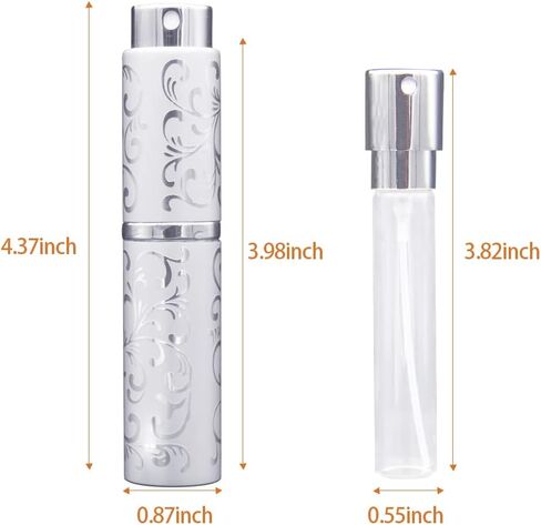 قطعتان من بخاخ رذاذ محمول للعطور، بخاخ رذاذ ناعم دوار، زجاجات رذاذ صغيرة أنيقة، قابلة لإعادة التعبئة، رذاذ عطر للسفر خارج المنزل مع قمع وموزع (فضي وأسود) in Kuwait