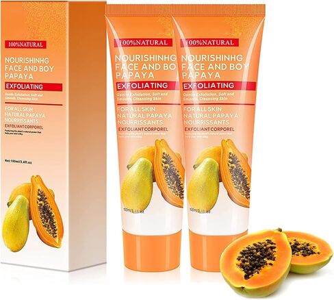 قطعتان من مقشر البابايا العميق، مقشر خلاصة البابايا، كريم مقشر، مقشر عميق لفرك البابايا in Kuwait