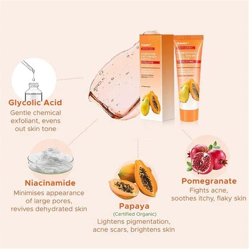 قطعتان من مقشر البابايا العميق، مقشر خلاصة البابايا، كريم مقشر، مقشر عميق لفرك البابايا in Kuwait