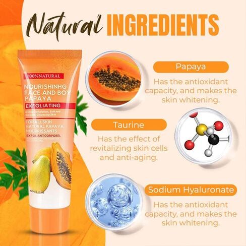 قطعتان من مقشر البابايا العميق، مقشر خلاصة البابايا، كريم مقشر، مقشر عميق لفرك البابايا in Kuwait