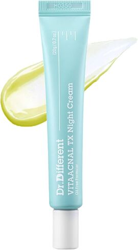 Dr. Different VITAACNAL TX Night Cream for Face - Soothing & Nourishing Retinal Sebum Control Night Cream For Acne-Prone Skin - Blackheads Care Oil-Free Treatment Removes Dead Skin Cells 0.7oz. in Saudi Arabia