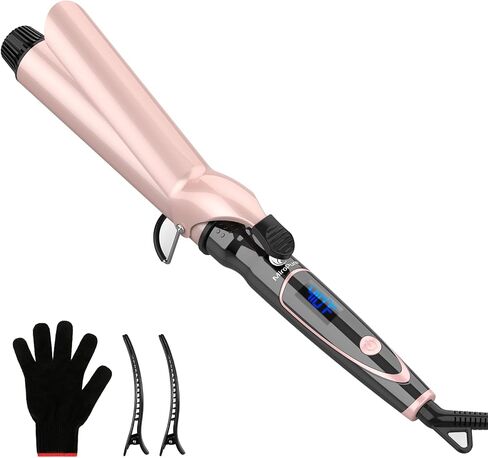 Curling Iron 1 1/2-inch Dual Voltage Instant Heat with Extra-Smooth Tourmaline Ceramic Coating, Glove Included by MiroPure in Saudi Arabia