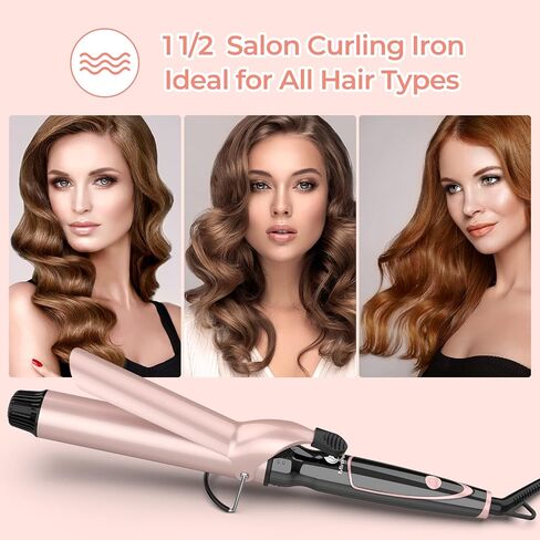 Curling Iron 1 1/2-inch Dual Voltage Instant Heat with Extra-Smooth Tourmaline Ceramic Coating, Glove Included by MiroPure in Saudi Arabia