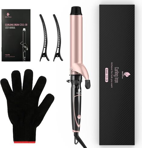 Curling Iron 1 1/2-inch Dual Voltage Instant Heat with Extra-Smooth Tourmaline Ceramic Coating, Glove Included by MiroPure in Saudi Arabia