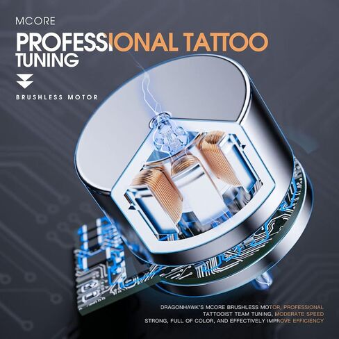 Dragonhawk X7 Wireless Tattoo Pen Kit, Rotary Tattoo Machine Gun Kit - Brushless Motor by Mcore, Smart Display Tattoo Pen 20Pcs Cartridges Needles - Fine Tattoo Kit in Kuwait