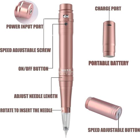 Permanent Eyebrow Makeup Tattoo Machine Kit with 15pcs Mixed Cartridges Needles for Shading Eyeliner Lip Microshading (Black) in Saudi Arabia