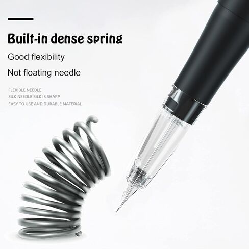 Permanent Eyebrow Makeup Tattoo Machine Kit with 15pcs Mixed Cartridges Needles for Shading Eyeliner Lip Microshading (Black) in Saudi Arabia