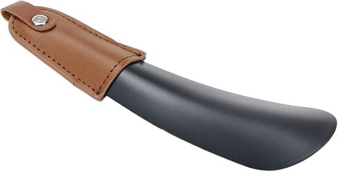 Crapyt الفولاذ المقاوم للصدأ Shoehorn باللون الأسود مع مقبض من الجلد البني الأجهزة المنزلية والمكتب المحمولة خفيفة الوزن متوافقة مع المعدن لكبار السن من الرجال والنساء والأطفال عصا مساعد الأحذية 1 قطعة الطول: 17 سم / 6.69 بوصة in Saudi Arabia