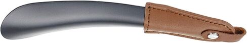 Crapyt الفولاذ المقاوم للصدأ Shoehorn باللون الأسود مع مقبض من الجلد البني الأجهزة المنزلية والمكتب المحمولة خفيفة الوزن متوافقة مع المعدن لكبار السن من الرجال والنساء والأطفال عصا مساعد الأحذية 1 قطعة الطول: 17 سم / 6.69 بوصة in Saudi Arabia