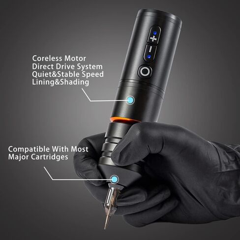 Ambition Ninja Pro Tattoo Machine with Coreless Motor - Rotary Cartridge Tattoo Pen with 2400mAh Power Supply Digital LCD Display for Professionals and Beginners Tattoo Artists in Saudi Arabia