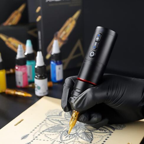 Ambition Ninja Pro Tattoo Machine with Coreless Motor - Rotary Cartridge Tattoo Pen with 2400mAh Power Supply Digital LCD Display for Professionals and Beginners Tattoo Artists in Saudi Arabia