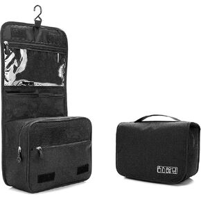 Menoeceus حقيبة أدوات الزينة المحمولة المعلقة للسفر، سعة كبيرة للرجال والنساء حقيبة مستحضرات التجميل للسفر مقاومة للماء، منظم السفر للملحقات، حاوية أدوات الزينة كاملة الحجم (أسود) in Kuwait