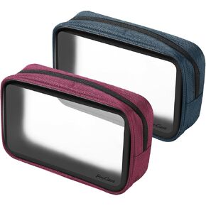 ProCase [2 Pack] TSA Approved Travel Toiletry Bag Pouch, Matte Clear Quart Size Bag Carry-On Airport Airline Compliant Bag Travel Makeup Cosmetic Bag for Toiletries Liquids Creams Cosmetics in Kuwait
