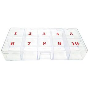 Beauticom USA Small Empty 10 Space Nail Art Tip Storage Organizer Box Case - Clear Color - For False Nail Tips, Vitamins, Accessories, 10 sections in Kuwait