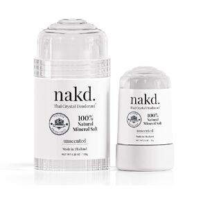 nakd. Thai Crystal Deodorant Stone – 2 Salt Deodorant Crystal Sticks, 4.25 oz. Regular + 2.5 oz. Travel Size – All Natural Unscented Crystal Deodorant and Aluminum Free Salt Deodorant for Women Men & Teens by Vasarii in Saudi Arabia