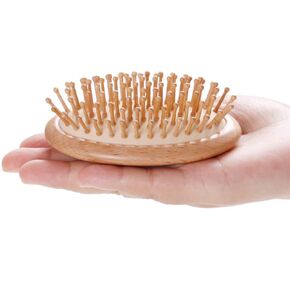 Hair Pig Brush, Wood Bristle Hair Brushs, No Handle Design, Easily put in Your Carry-on Cosmetic Bag, Round Wood Pins Anti-Static Protect Scalp and Hair， Mini Hair Brush in Saudi Arabia