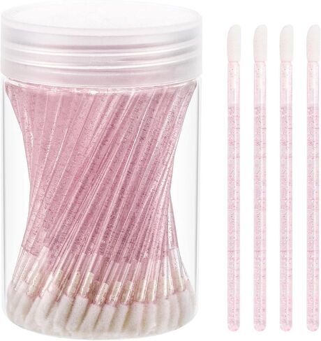 Tbestmax 100 Disposable Lip Brushes in Bottle, Lipstick Applicator, Lip Gloss Wands Pink in Saudi Arabia