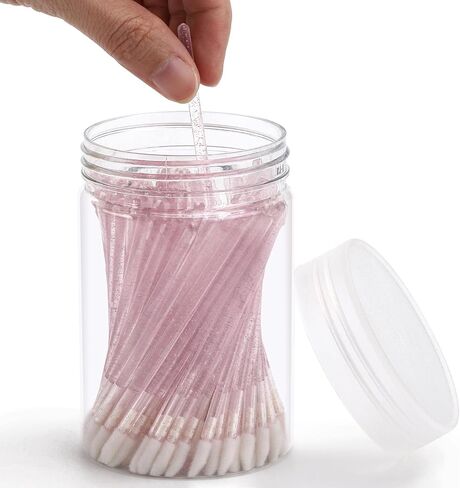 Tbestmax 100 Disposable Lip Brushes in Bottle, Lipstick Applicator, Lip Gloss Wands Pink in Saudi Arabia