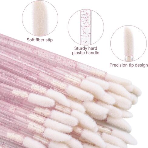 Tbestmax 100 Disposable Lip Brushes in Bottle, Lipstick Applicator, Lip Gloss Wands Pink in Saudi Arabia