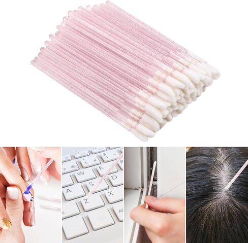 Tbestmax 100 Disposable Lip Brushes in Bottle, Lipstick Applicator, Lip Gloss Wands Pink in Saudi Arabia