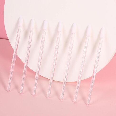 Tbestmax 100 Disposable Lip Brushes in Bottle, Lipstick Applicator, Lip Gloss Wands Pink in Saudi Arabia