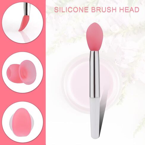 Silicone Lip Brushes with Covers, 10pcs Lip Brushes for Lipsticks and 10pcs Covers, Reusable Lip Applicators Silicone with Cap for Lip Gloss & Balm Eyeshadow Makeup (2 Colors) in Saudi Arabia