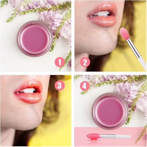 Silicone Lip Brushes with Covers, 10pcs Lip Brushes for Lipsticks and 10pcs Covers, Reusable Lip Applicators Silicone with Cap for Lip Gloss & Balm Eyeshadow Makeup (2 Colors) in Saudi Arabia