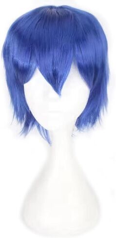 Holiday Wig Anime Costume Cosplay Wigs Short Anti-alice Synthetic Party Hair for Women Men Boy Teens + Free Cap (Black) in Kuwait