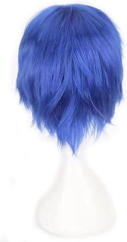 Holiday Wig Anime Costume Cosplay Wigs Short Anti-alice Synthetic Party Hair for Women Men Boy Teens + Free Cap (Black) in Kuwait