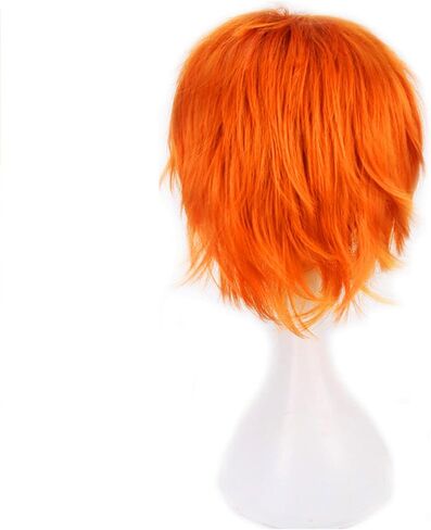 Holiday Wig Anime Costume Cosplay Wigs Short Anti-alice Synthetic Party Hair for Women Men Boy Teens + Free Cap (Black) in Kuwait