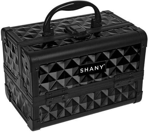 SHANY Chic Makeup Train Case Cosmetic Box Portable Makeup Case Cosmetics Beauty Organizer Jewelry storage with Locks, Multi trays Makeup Storage Box with Makeup Mirror - Black in Saudi Arabia
