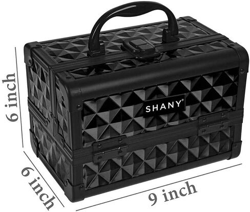 SHANY Chic Makeup Train Case Cosmetic Box Portable Makeup Case Cosmetics Beauty Organizer Jewelry storage with Locks, Multi trays Makeup Storage Box with Makeup Mirror - Black in Saudi Arabia