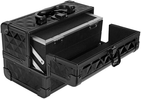 SHANY Chic Makeup Train Case Cosmetic Box Portable Makeup Case Cosmetics Beauty Organizer Jewelry storage with Locks, Multi trays Makeup Storage Box with Makeup Mirror - Black in Saudi Arabia