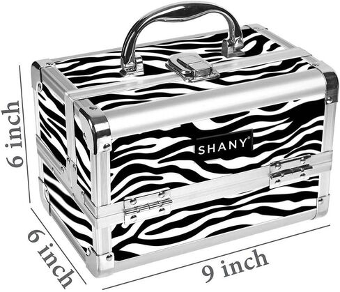 SHANY Chic Makeup Train Case Cosmetic Box Portable Makeup Case Cosmetics Beauty Organizer Jewelry storage with Locks, Multi trays Makeup Storage Box with Makeup Mirror - Black in Saudi Arabia