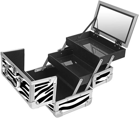 SHANY Chic Makeup Train Case Cosmetic Box Portable Makeup Case Cosmetics Beauty Organizer Jewelry storage with Locks, Multi trays Makeup Storage Box with Makeup Mirror - Black in Saudi Arabia