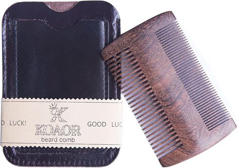Beard Comb and Mustache Comb for Men Beard Comb for Men Great for Head Hair Beard Grooming Premium Black Gold Sandalwood The Right Size Tooth of a Comb Teeth 2 Colors and a real Leather case Gift Package Design (dark brown) in Saudi Arabia