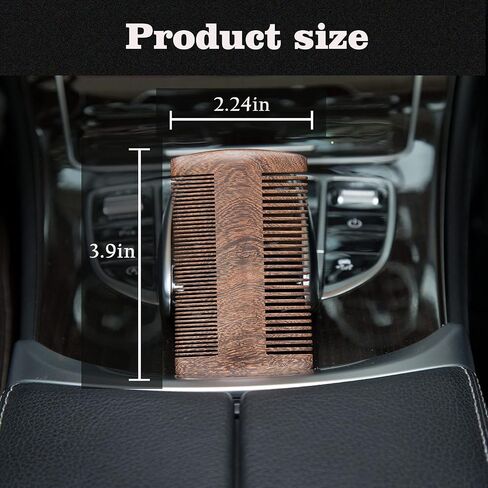 Beard Comb and Mustache Comb for Men Beard Comb for Men Great for Head Hair Beard Grooming Premium Black Gold Sandalwood The Right Size Tooth of a Comb Teeth 2 Colors and a real Leather case Gift Package Design (dark brown) in Saudi Arabia
