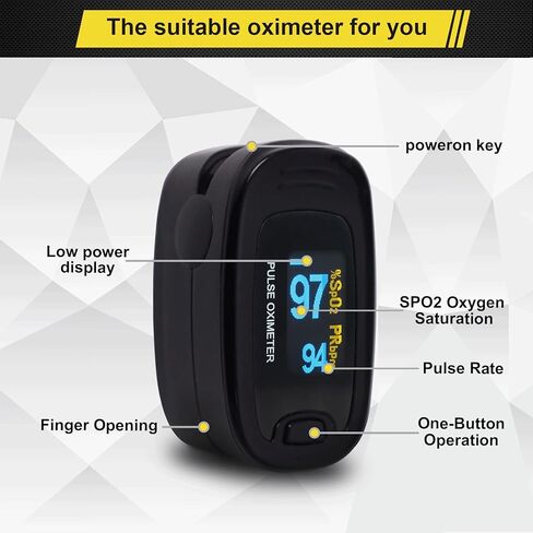 CONTEC CMS50NA مقياس التأكسج نبض الإصبع، SPO2 نبض معدل الأكسجين في الدم متر شاشة OLED (أسود) in Kuwait