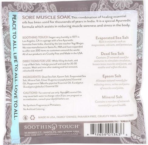 Soothing Touch Tension Relief Sore Muscle Soak Bath Salts Eucalyptus Clove & Peppermint, 32 Oz in Kuwait