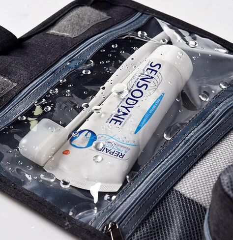 Menoeceus حقيبة أدوات الزينة المحمولة المعلقة للسفر، سعة كبيرة للرجال والنساء حقيبة مستحضرات التجميل للسفر مقاومة للماء، منظم السفر للملحقات، حاوية أدوات الزينة كاملة الحجم (أسود) in Kuwait