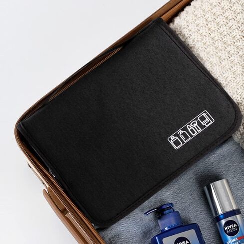 Menoeceus حقيبة أدوات الزينة المحمولة المعلقة للسفر، سعة كبيرة للرجال والنساء حقيبة مستحضرات التجميل للسفر مقاومة للماء، منظم السفر للملحقات، حاوية أدوات الزينة كاملة الحجم (أسود) in Kuwait