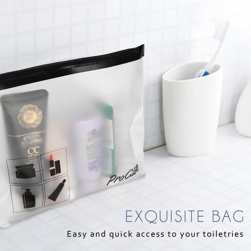 ProCase TSA Approved Fly Travel Toiletry Bag Makeup Pouch, Durable Quart-Size Carry-On Clear Small Handy Bag with Zipper for Liquids Bottles Tubes Cosmetics Container (2-Pack) in Kuwait
