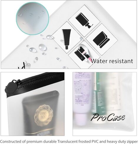 ProCase TSA Approved Fly Travel Toiletry Bag Makeup Pouch, Durable Quart-Size Carry-On Clear Small Handy Bag with Zipper for Liquids Bottles Tubes Cosmetics Container (2-Pack) in Kuwait