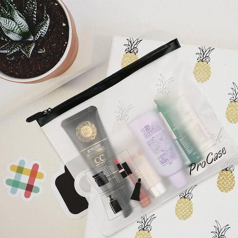 ProCase TSA Approved Fly Travel Toiletry Bag Makeup Pouch, Durable Quart-Size Carry-On Clear Small Handy Bag with Zipper for Liquids Bottles Tubes Cosmetics Container (2-Pack) in Kuwait