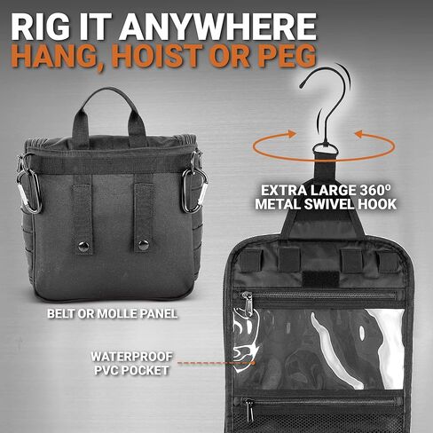 شيف ساك حقيبة ادوات الزينة التكتيكية: مجموعة دوب مع 12 مساحة تخزين | سحابات من الدرجة الامتعة | حزام مولي ومقبض باراكورد قابل للفصل | مثالية للسفر والمغامرات الخارجية، اسود، ادوات الزينة التكتيكية in Kuwait