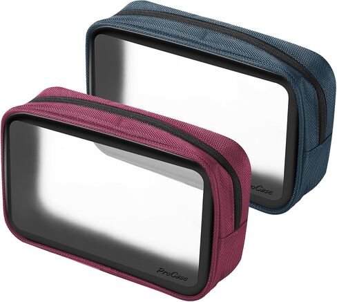 ProCase [2 Pack] TSA Approved Travel Toiletry Bag Pouch, Matte Clear Quart Size Bag Carry-On Airport Airline Compliant Bag Travel Makeup Cosmetic Bag for Toiletries Liquids Creams Cosmetics in Kuwait